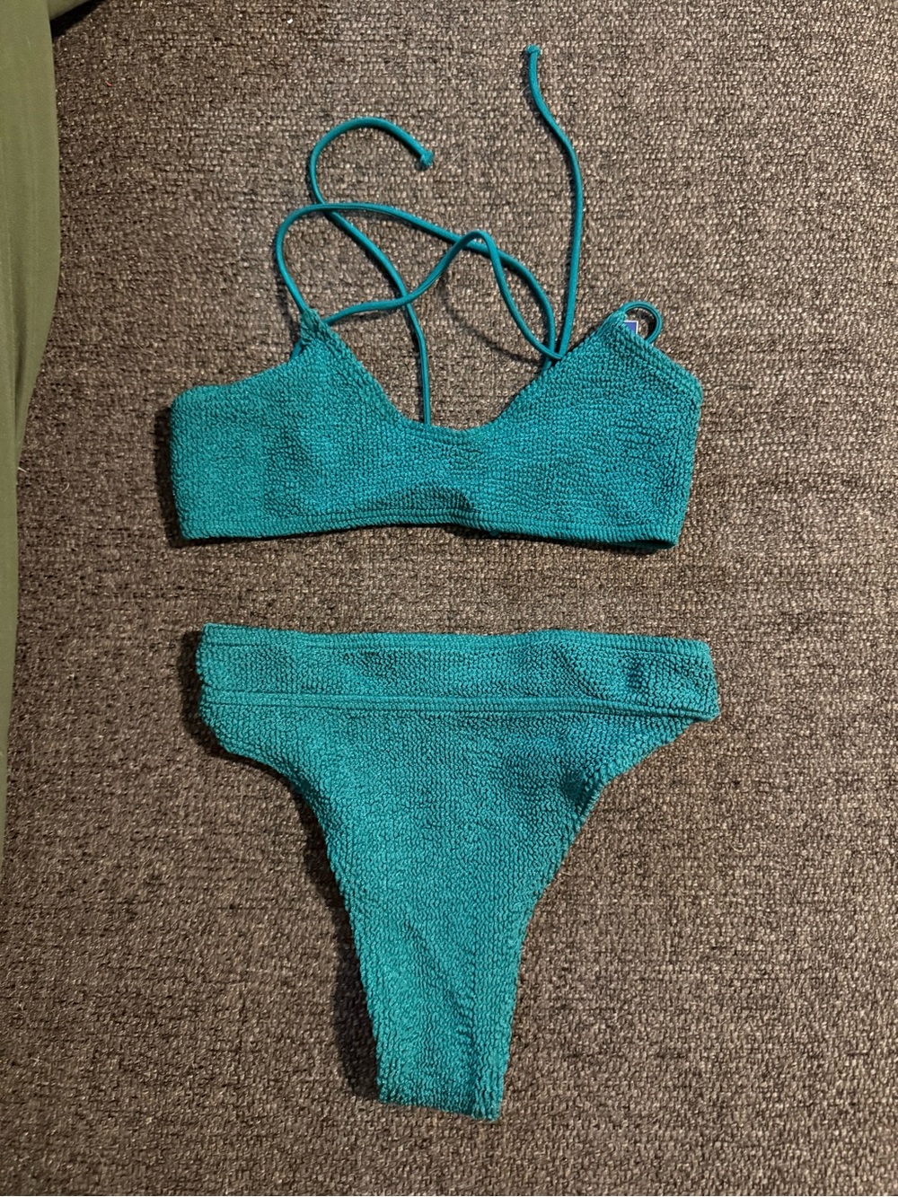 Bond-eye Textured Teal Bikini Set - Two Piece Swimwear